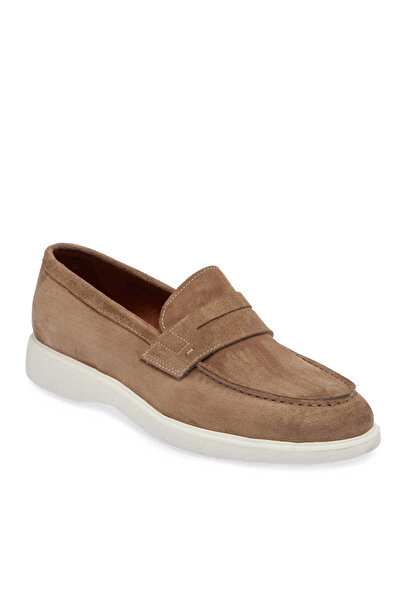 Tergan Bej Hakiki Süet Deri Erkek Loafer - E24I1AY56785-B79