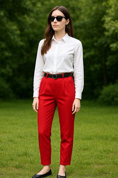 Neva Style Red Hijab Pants 1062K