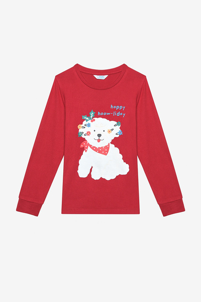 Penti Girl's Fancy Thermal Red Pajama Set