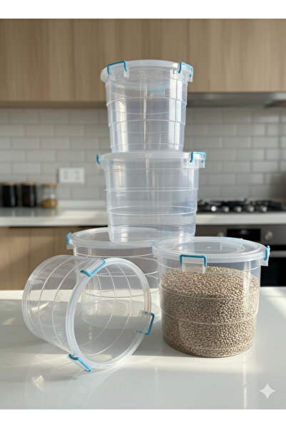 Tercih Home 3'lü Mega Un Kabı - 8 Lt Kilit Kapaklı Çay Şeker Bakliyat Erzak S...