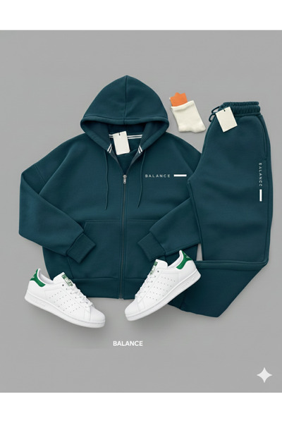 NİCE Unisex R Printed Hooded Sweatshirt and Jogger Sweatpants - Bottom Top Set