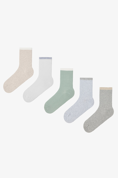 Penti Ribbed 5 Pack Gray Multicolored Socks