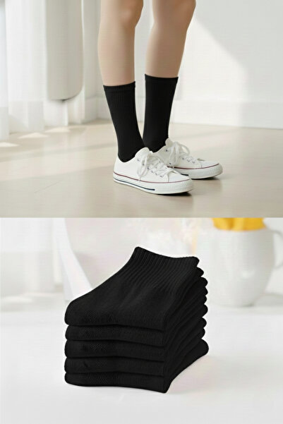 Fakülte Store 6 Çift Siyah Soket Çorap Seti Pamuklu Yazlık Kışlık Unisex Çora...