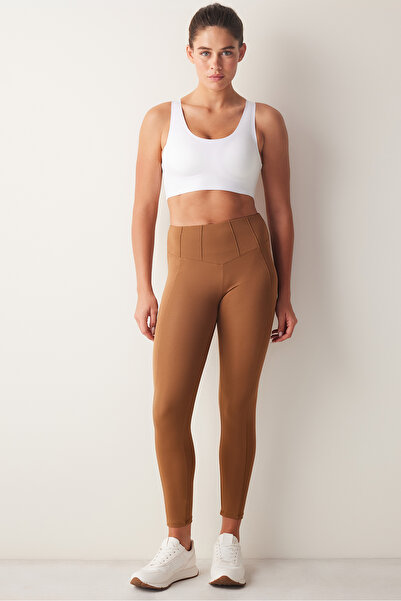 Penti Light Brown High Waist Corset Look Ankle Length Leggings