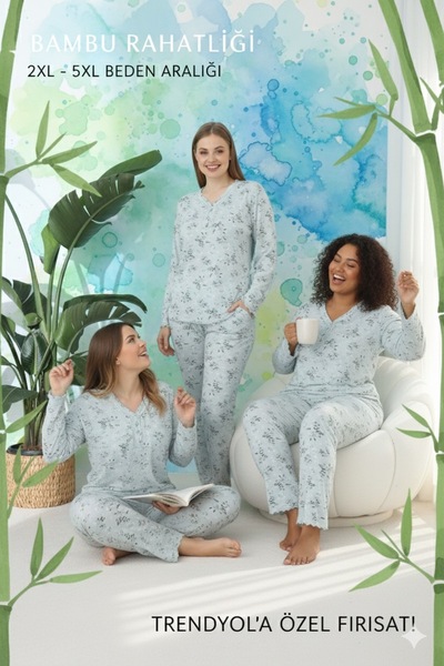lindros Feel the Elegance at Home with Our Plus Size Women's Pajama Set in Soft Bamboo! (2Xl-5Xl)