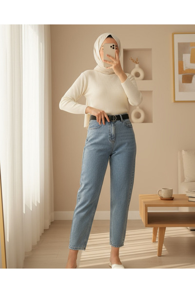 Modamorfo Джинси з металевою пряжкою і застібкою-кнопкою - світло-сині