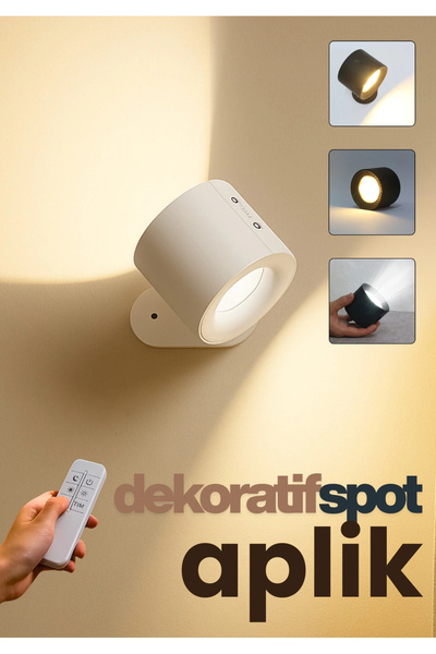Genel Markalar Mıknatıslı Uzaktan Kumandalı Çift Taraflı Duvar Aplik LED Aydı...