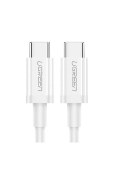 Ugreen USB-C 60W 3A QC PD Hızlı Şarj Kablosu, 1 m, Beyaz, 60520