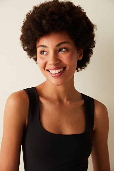 Penti Square Neck Black Top