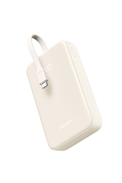 Ugreen PowerBank USB-C and USB Port with Built-in-Cable 22.5W 20000mAh - Beige