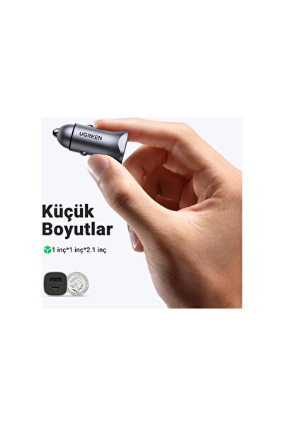 Ugreen Pd 30w 22.5w Type C Usb Alüminyum Araç Çakmaklık Şarjı
