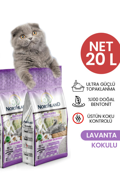 NORTHLAND Lavanta Kokulu Bentonit Süper Topaklanan Kedi Kumu 20 Lt