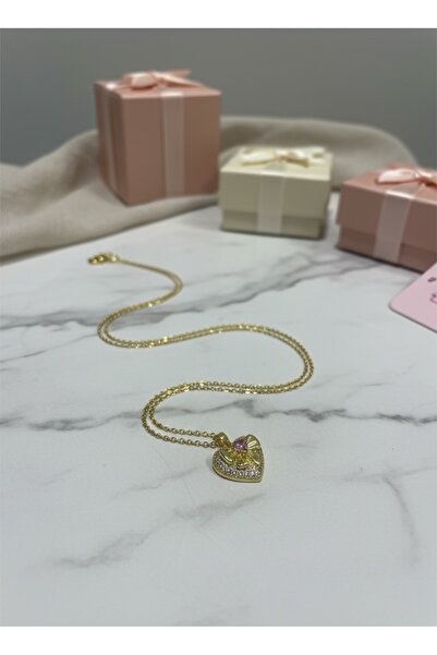 Kokoş Çelik kolye gold ve taş detay