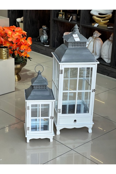 YASAR CONCEPT Luminetto Ahşap Metal Yer Feneri Set