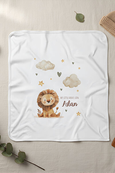 Homamia İsme Özel Penye Bebek Battaniyesi Aslan
