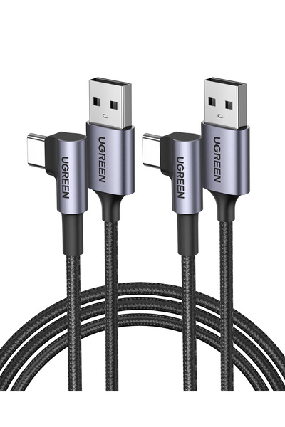 Ugreen USB-C to USB-A 3A QC 90 Derece Hızlı Şarj Kablosu, 2 Metre, Uzay Girişi, 50942