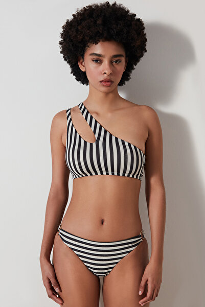 Penti Alia One Shoulder Glitter Striped Bikini Top