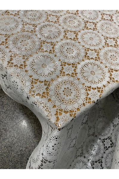 Yıldızhome Wicker Easy to Clean PVC Transparent Coated Luxury Oilcloth Tablec...