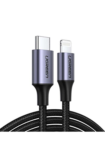 Ugreen USB-C - Lightning 3A PD MFi Sertifikalı Örgülü Hızlı Şarj Kablosu, 1.5...