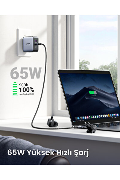 Ugreen Nexode 65W Gan - 2*Type-C 1*Usb-A 3 Ports Travel Charger