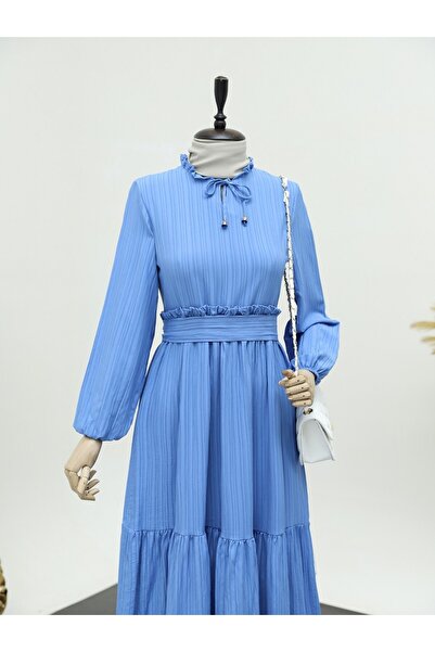 Modamorfo Φόρεμα με βολάν στο γιακά - Μπλε