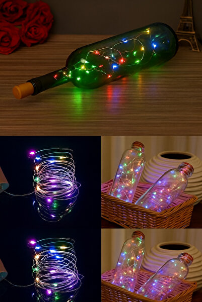 etxShop Mantar Tıpa Peri Led Dekoratif Led Işık 2mt Led Işık Piller Dahil