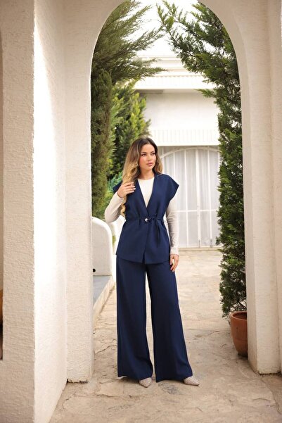 comstar Women's Stylish Long Vest Wide Leg Palazzo Pants Vest Suit