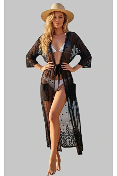 Jessica Dafer Flor Flok Baskı Şifon Kimono Tasarım W 2026