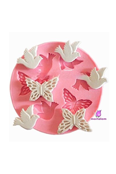 morlalem m 2 Kelebek 4 Kuş Güvercin Hayvan Seti Silikon Kalıp K-1282, Kokulu Taş Alçı Mum Kalıbı