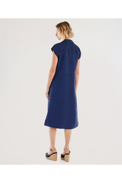 Yargıcı Kolsuz Midi Boy Gömlek Elbise