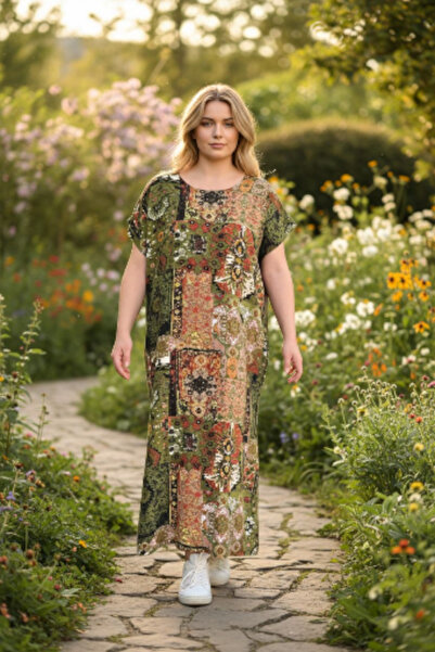 Usaspor Ethnic Patterned Slit Summer Comfortable Fit Dress