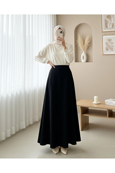 Modamorfo Imported lycra crepe fabric weight bell skirt - black