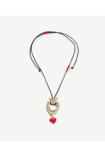 Yargıcı Balık Uç Detaylı Deri İp Kolye