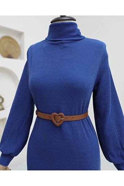 Modamorfo Φόρεμα με ψηλό λαιμό κοτλέ - Ινδικό