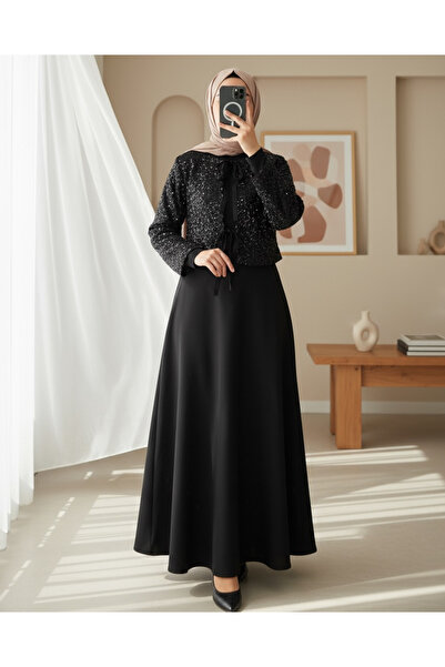 Modamorfo Sequin Sequined Jacket and Flared Skirt Set