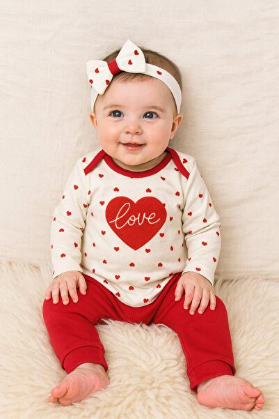 bebekyol Heart Embroidered Baby Set