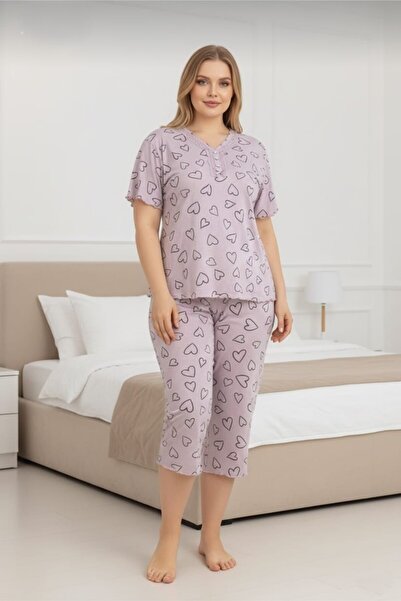Eyfuze Women's Plus Size Short Sleeve Capri Bamboo Pajama Set