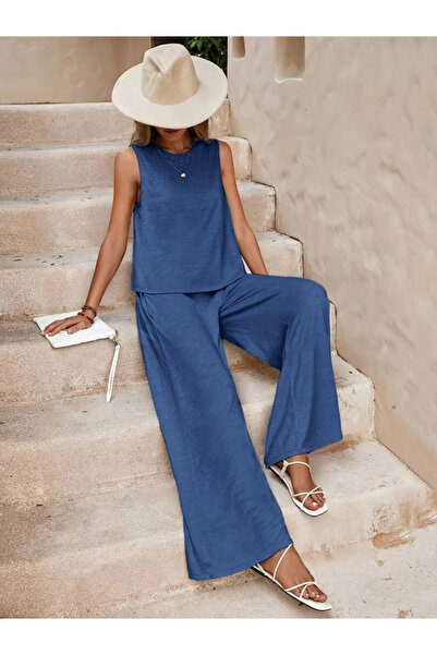 moda wanilia Γυναικείο Σετ μπλούζα και παντελόνι με μηδενικό μανίκι Aerobin