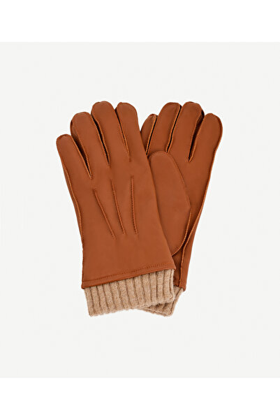 Yargıcı Triko Detaylı Erkek Deri Eldiven