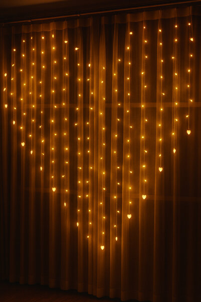 SEPET42 Kalp Şeklinde Gün Işığı Perde Led Fişli 2x1,50 cm