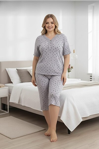 Eyfuze Women's Plus Size Short Sleeve Capri Bamboo Pajama Set