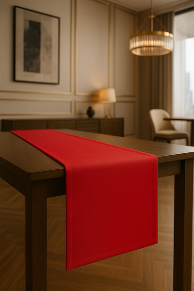 Hieve KIRMIZI RUNNER 40X140 PAMUKLU KUMAŞ YILBAŞI NOEL MASA RUNNER