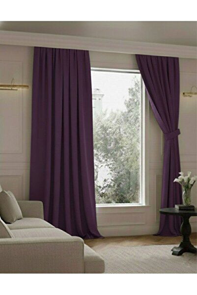 PEREN HOME Blackout Karatma Perde Işık Geçirmez MOR Ekstrafor Büzgülü