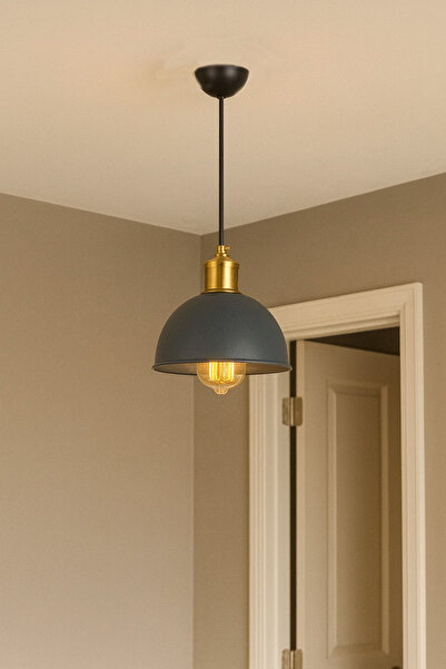 Uçar Casper Modern Metal Başlıklı Antrasit Gri Siyah Beyaz Başlıklı Tekli Üçl...