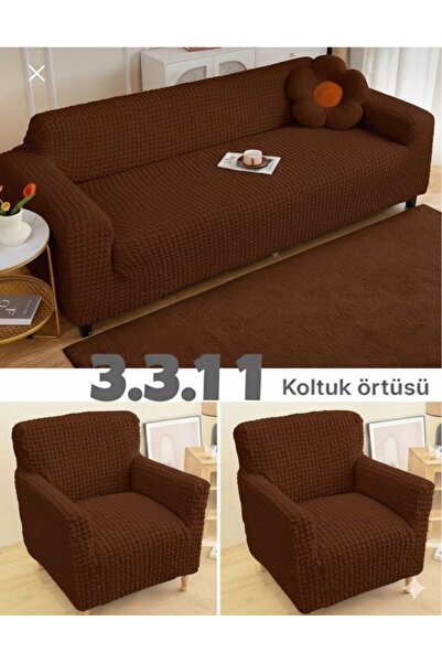 SENNORA PUF DESEN  Eteksiz Koltuk Kılıfı 3311 Lastikli Yıkanabilir Kanepe Çekyat Takımı Örtüsü