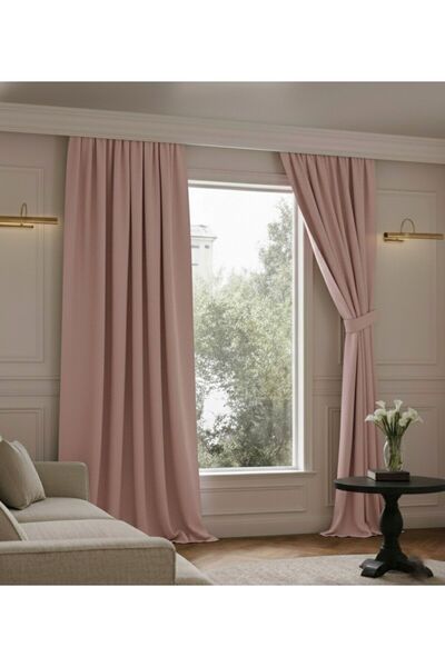 PEREN HOME Blackout Karatma Perde Işık Geçirmez PEMBE Ekstrafor Büzgülü