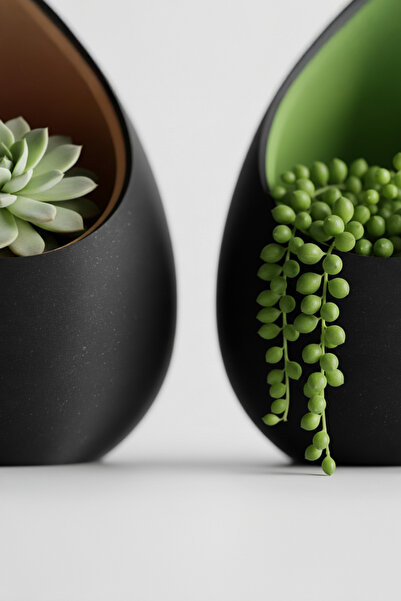 OEM Decorative egg-shaped pot, Midnight Onyx & Champagne Gold color