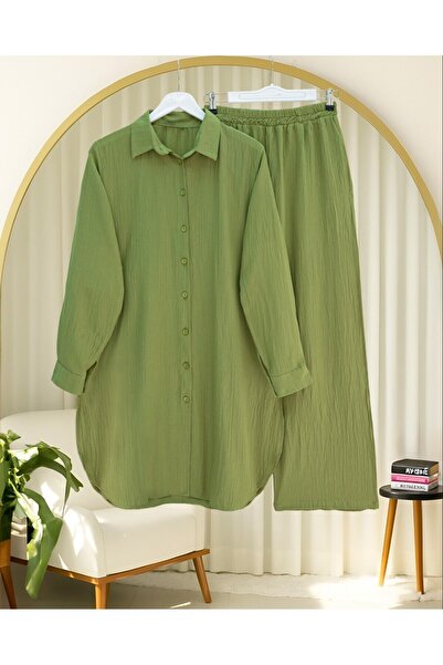 Modamorfo Buttoned Long Pants Crinkle Suit -A.Green
