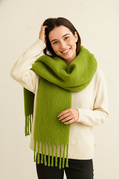 Bermody Γυναικείο κασκόλ με μαλακή υφή Puffy Green Σάλι ώμου 50 x 190 cm