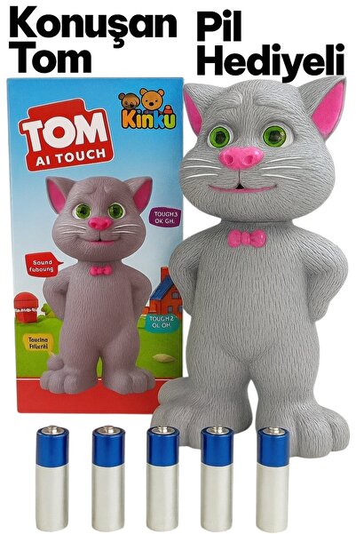 KİNKU Konuşan Kedi Tom Ses Kaydeden Müzikli 23 Cm Talking Tom Cat Pil Hediyeli